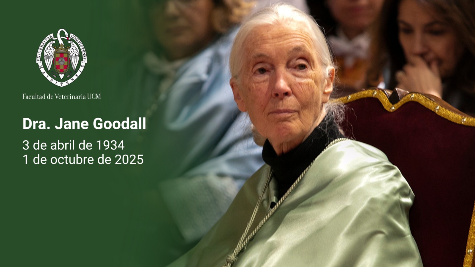 Fallecimiento de Jane Goodall, Doctora Honoris Causa por la UCM